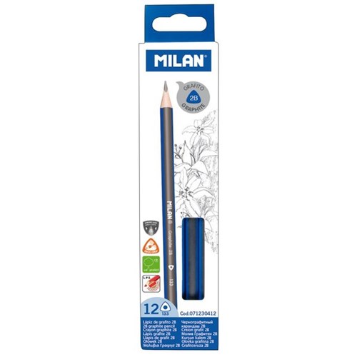 Milan Triangular Graphite 2B Pencils, Pack of 12