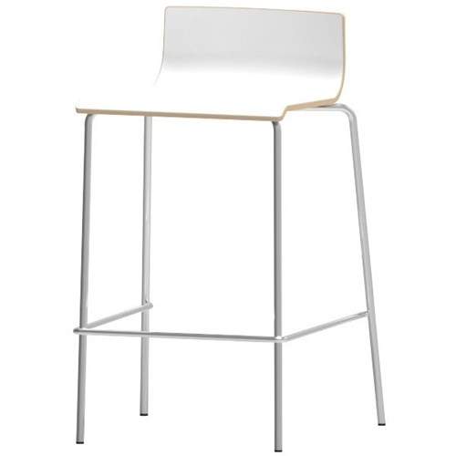 Liberty Bar Stool 650mm 4 Leg Base White Ply/Chrome OfficeMax NZ