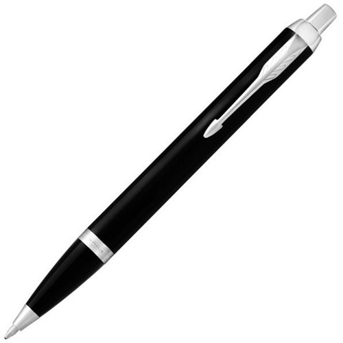 Parker IM Black Blue Ink Ballpoint Pen 1.0mm Medium Tip Chrome Barrel