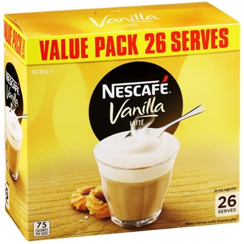 NESCAFÉ Cafe Menu Instant Coffee Sachet Vanilla Latté 481g, Pack of 26