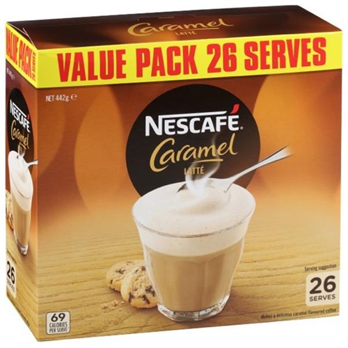 NESCAFÉ Cafe Menu Instant Coffee Sachet Caramel Latté 442g, Pack of 26