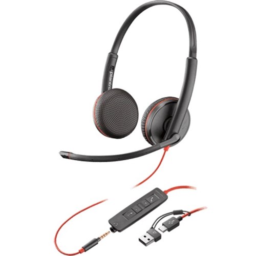 Plantronics Blackwire C3225 UC Wired USB-A Binaural Headset With 3.5mm