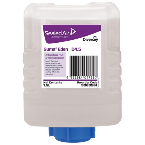 Suma Eden D4.5 Antibacterial Cleaner Fruit & Vegetable 1.5L, Carton of 4