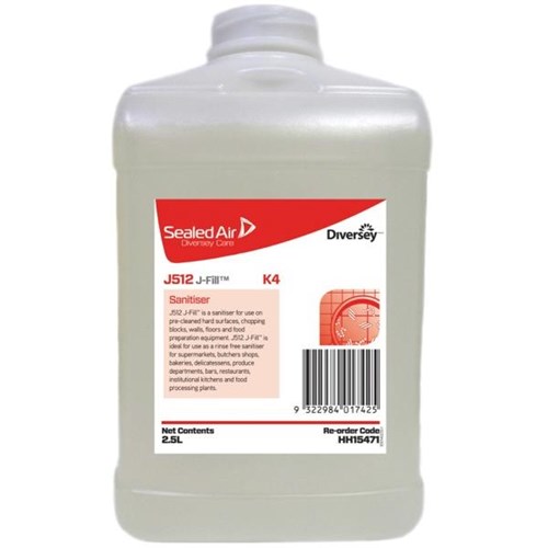 Diversey J512 J-Fill No Rinse Sanitiser 2.5L, Carton of 2