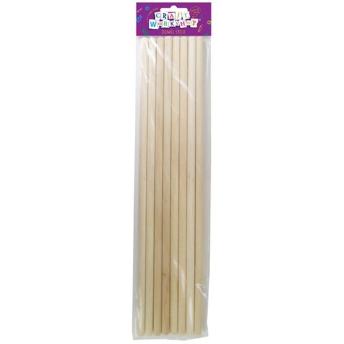 Craft Workshop Dowel Wooden Stick 8mm, Pack of 8