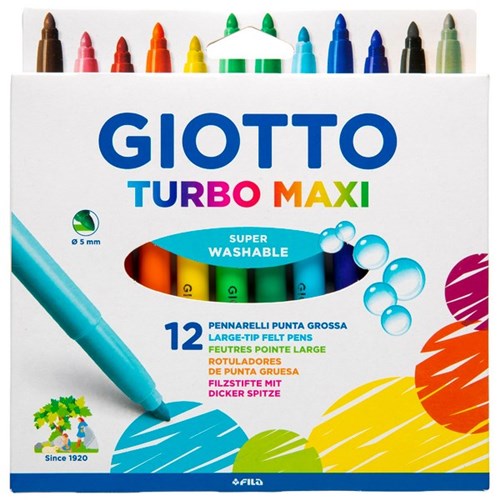 Giotto Turbo Maxi Felt Tip Markers, Pack of 12