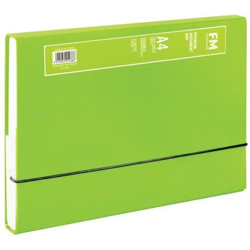 FM Premium Document Box Elastic Closer Foolscap Lime Green
