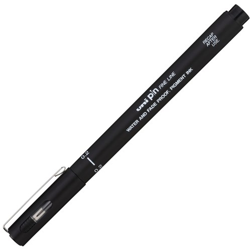 uni Pin Black Fine Line Pigment Pen 0.2mm Micro Fine Tip