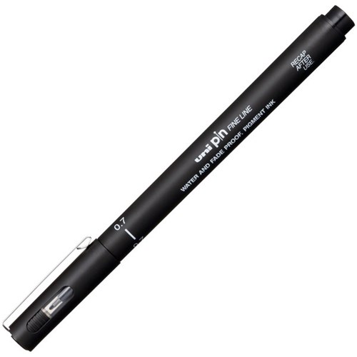 uni Pin Black Fine Line Pigment Pen 0.7mm Medium Tip