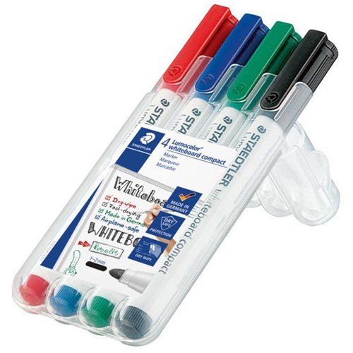 Staedtler Lumocolor Whiteboard Marker Compact Assorted Colours, Set of 4
