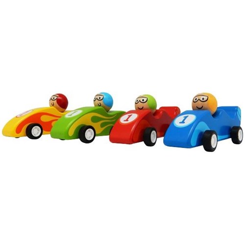 Wooden Pull Back Racing Car 4 Assorted Colours OfficeMax NZ