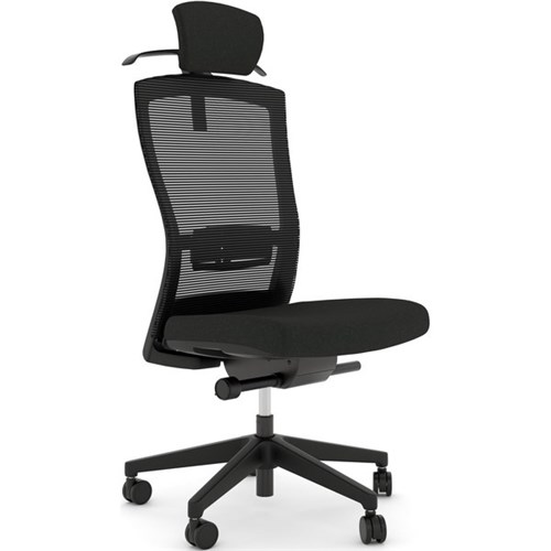 Klever Executive Chair 3D Mesh High Back With Lumbar & Headrest Black/Nylon Base