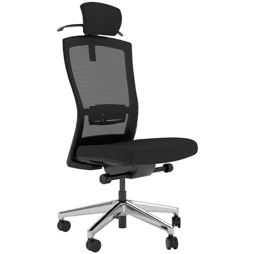 Klever Executive Chair 3D Mesh High Back With Lumbar & Headrest Black/Alloy Base