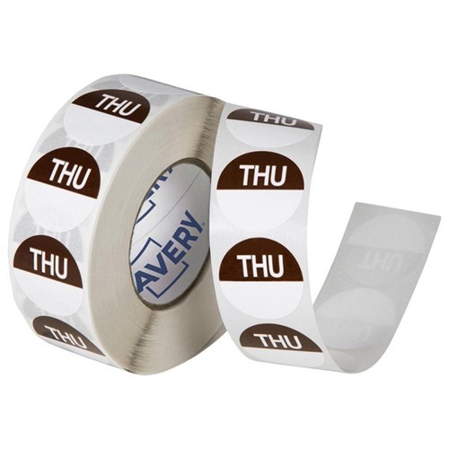 Avery Round Food Rotation Labels Thursday 24mm Brown/White, Roll of 1000