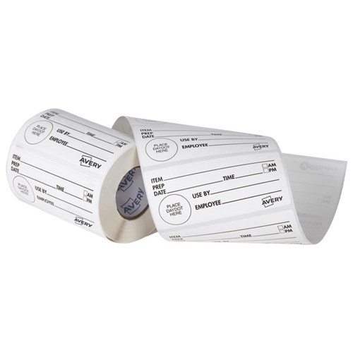 Avery Shelf Life Labels Removable 102x47mm White/Black, Roll of 500