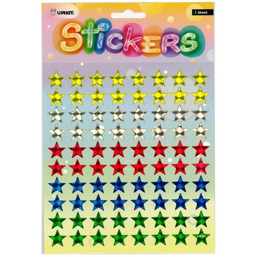 Stickers Stars Assorted Colours, Pack of 80