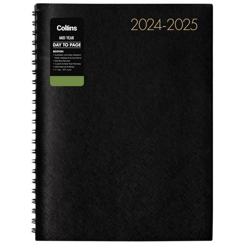 Colllins Boston A41 Mid Year Diary A4 1 July 2024 to 30 June 2025