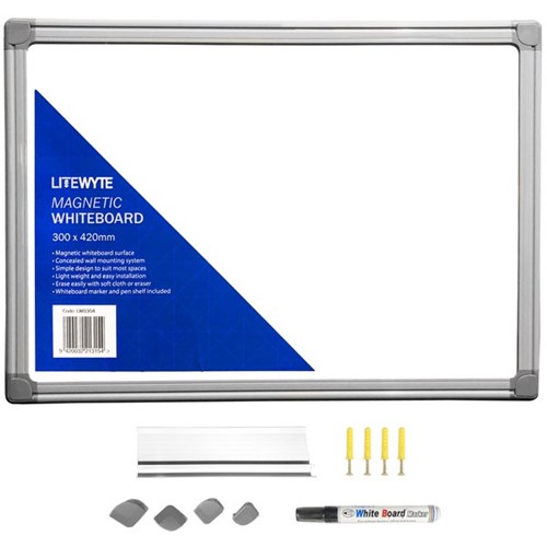 Litewyte Acrylic Whiteboard Magnetic 300 x 420mm
