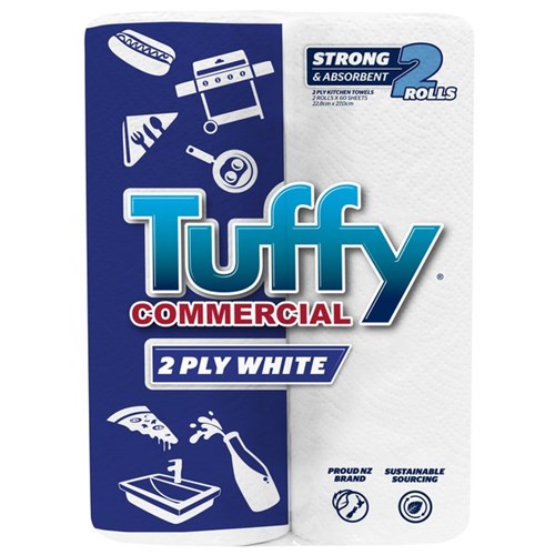 Tuffy Kitchen Paper Towels Twin Pack 2 Ply 60 Sheets, Carton of 9