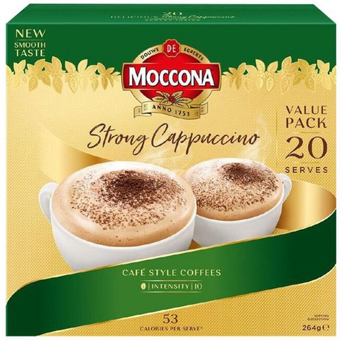 Moccona Cafe Classic Strong Cappuccino Coffee Sachet 264g, Pack of 20