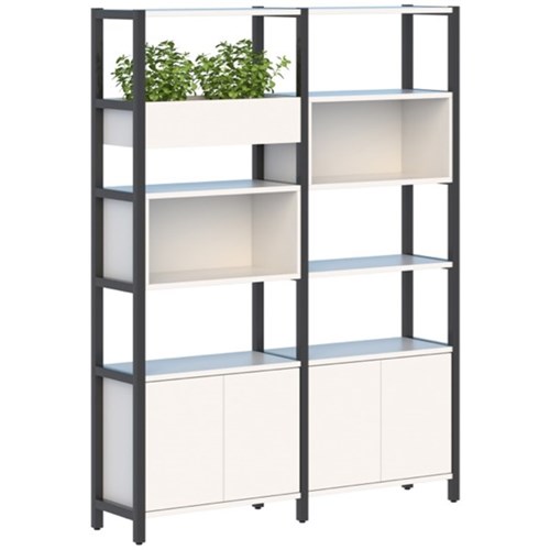 Grid 40 Shelving 2 Pod 8 Shelves Black White 1720x400x2280mm OfficeMax NZ