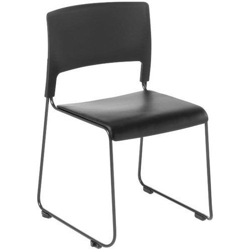 Eden Slim Cafe Chair Black/Vinyl Fabric/Black OfficeMax NZ