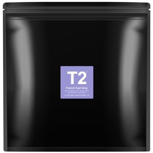 T2 French Earl Grey Individually Wrapped Tea Bags, Pack of 100