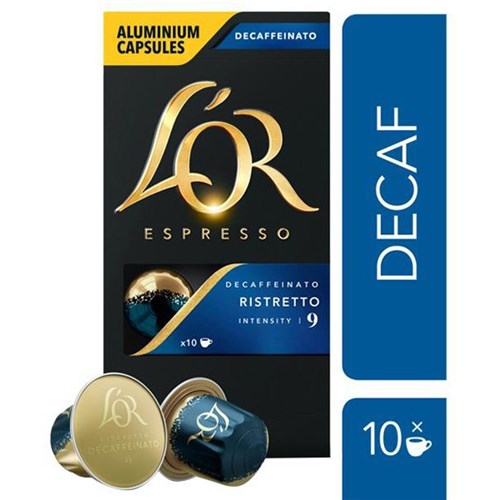 L'OR Espresso Decaffeinato Ristretto Coffee Capsules, Pack of 10