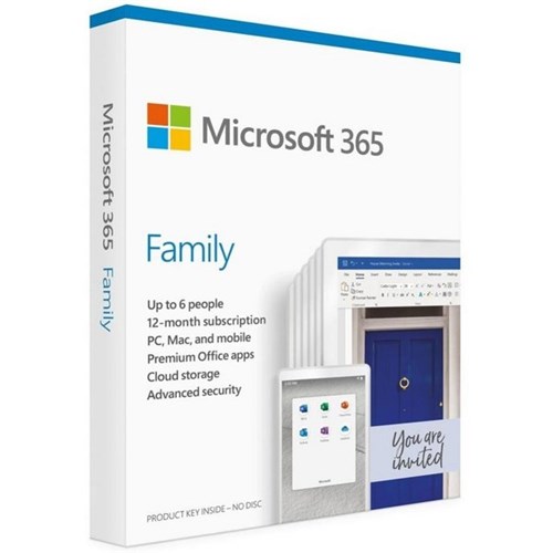 Microsoft 365 Family Software Mac / PC 6 Users One Year Subscription