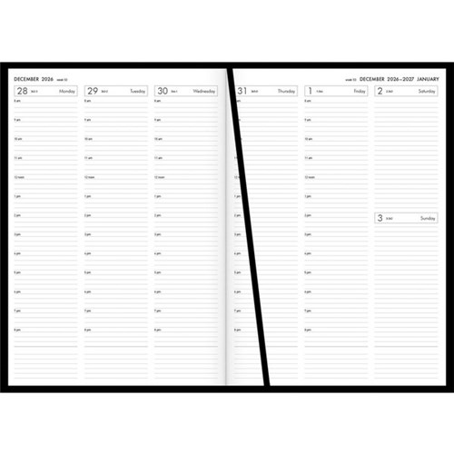 Collins A43A Hourly Appointment Diary A4 Week To View 2027 Black