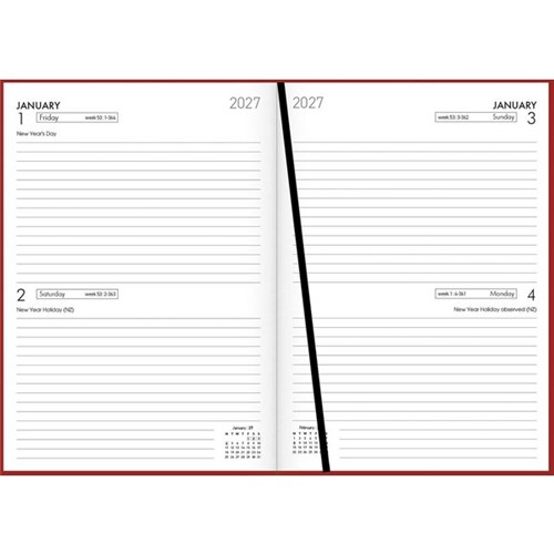 Collins A52 Diary A5 2 Days Per Page 2027 Red