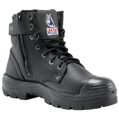 Steel Blue Argyle Zip Safety Boots Lace Up Black