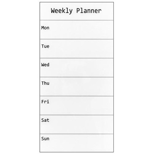 Prowite Glass Writing Board Weekly Planner Magnetic White 600 x 300mm