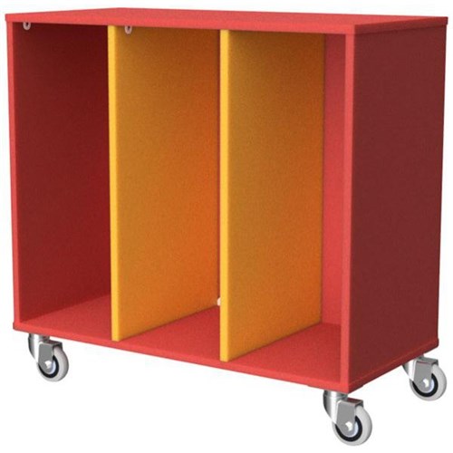 Zealand Mobile Tote Tray 3 Storage Unit Red/Yellow 892x425x800mm