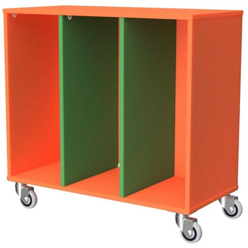 Zealand Mobile Tote Tray 3 Storage Unit Orange/Green 892x425x800mm
