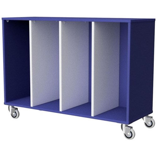 Zealand Mobile Tote Tray 4 Storage Unit Blue/White 1182x425x800mm