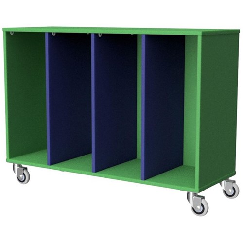 Zealand Mobile Tote Tray 4 Storage Unit Green/Blue 1182x425x800mm