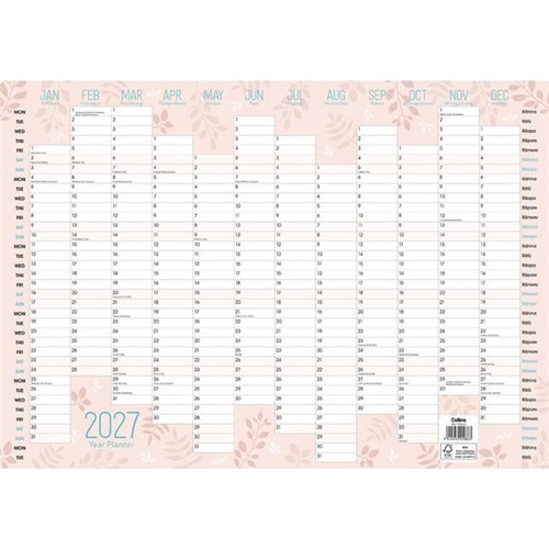 Collins A2 Designer Bilingual Wall Planner 2027