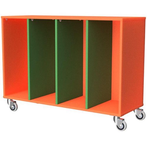 Zealand Mobile Tote Tray 4 Storage Unit Orange/Green 1182x425x800mm