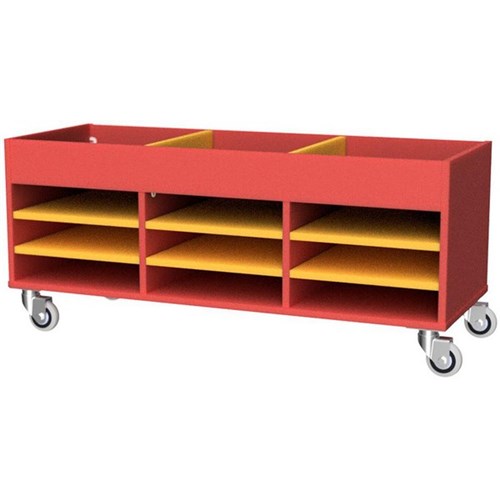 Zealand Office Multi Use Storage Trolley 1200x450mm Red/Yellow