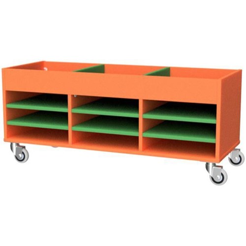 Zealand Office Multi Use Storage Trolley 1200x450mm Orange/Green