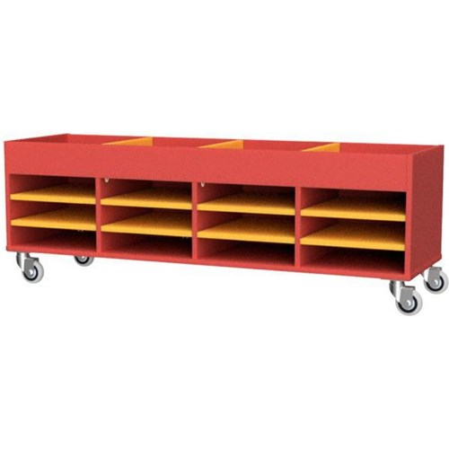 Zealand Office Multi Use Storage Trolley 1500x450mm Red/Yellow
