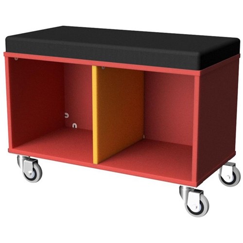 Zealand Office Sit On Trolley 800x400mm Red/Yellow