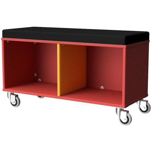 Zealand Office Sit On Trolley 1000x400mm Red/Yellow