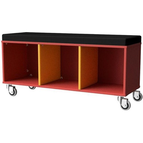 Zealand Office Sit On Trolley 1200x400mm Red/Yellow