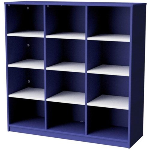 Zealand 12 Cube Storage Unit Blue/White 1200x400x1200mm OfficeMax NZ
