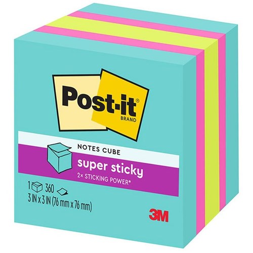 Post-It® 2027-SSAFG Super Sticky Memo Pad Cube 76x76mm Aqua