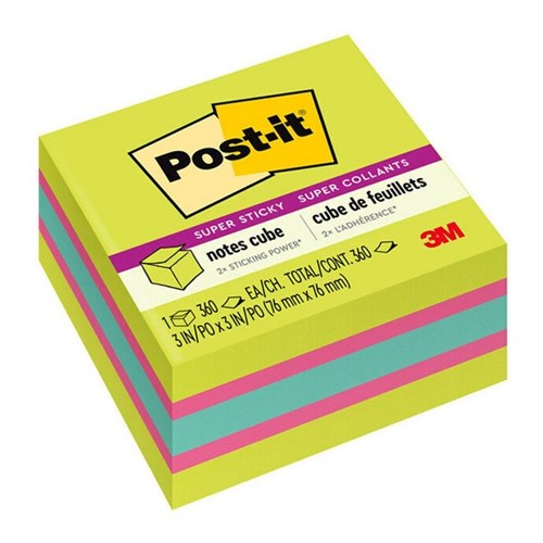 Post-It® 2027-SSGFA Super Sticky Memo Pad Cube 76x76mm Lime
