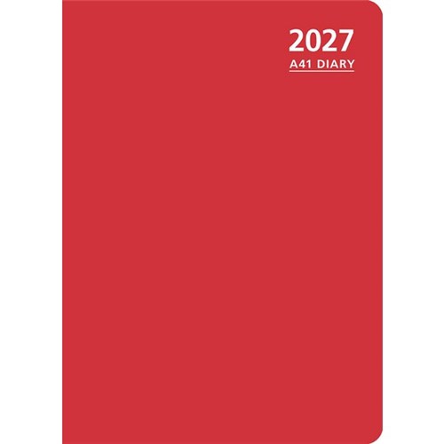 OfficeMax A41 1/2 Hour Appointment Diary A4 1 Day Per Page 2027 Red