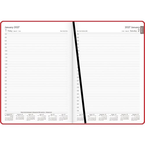 OfficeMax A41 1/2 Hour Appointment Diary A4 1 Day Per Page 2027 Red